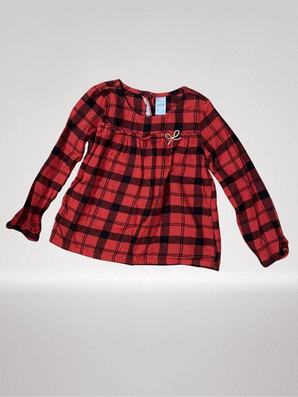 Carter's Red and Black Plaid Ruffle Top 5T